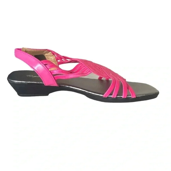 ANGEL STEPS | Patty Fuchsia Slingback Low Wedge Sandal Sizes 8 & 9 - Picture 2 of 7